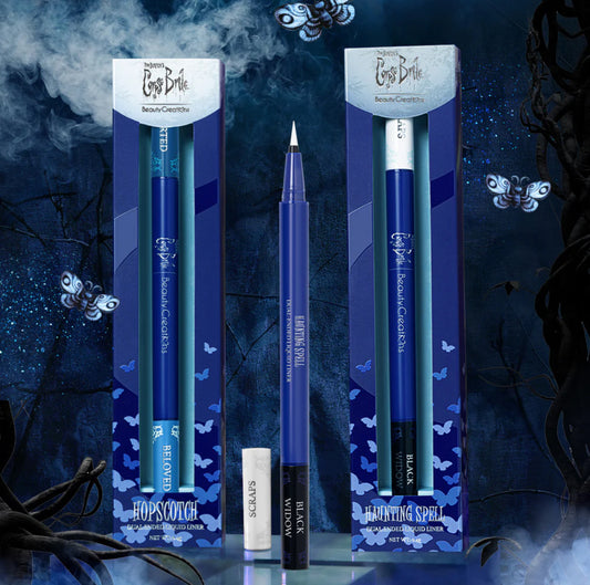 TIM BURTON'S CORPSE BRIDE X BEAUTY CREATIONS "HAUNTING SPELL: SCRAPS/BLACK WIDOW" DUAL-ENDED LIQUID LINER