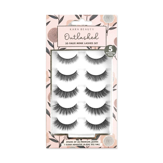 KA5206 OUTLASHED 3D FAUX MINK LASHES 5 ASSORTED PAIRS