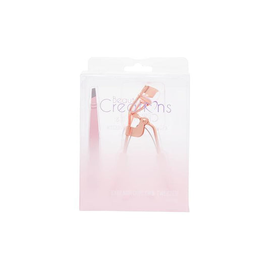 LIGHT PINK EYELASH CURLER AND TWEEZER SET