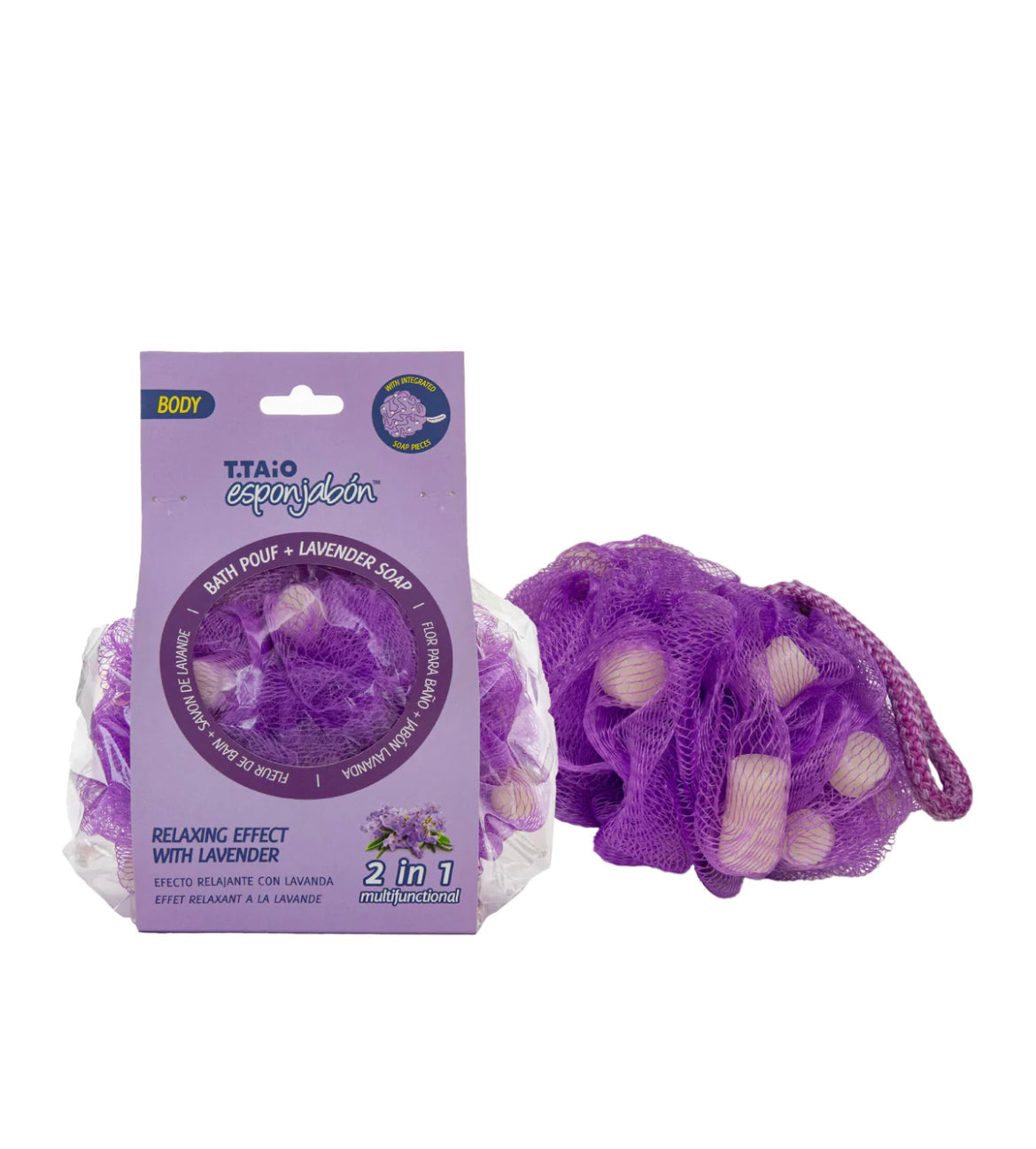 Esponjabon Bath Pouf + Soap Lavender, Relaxing Effect