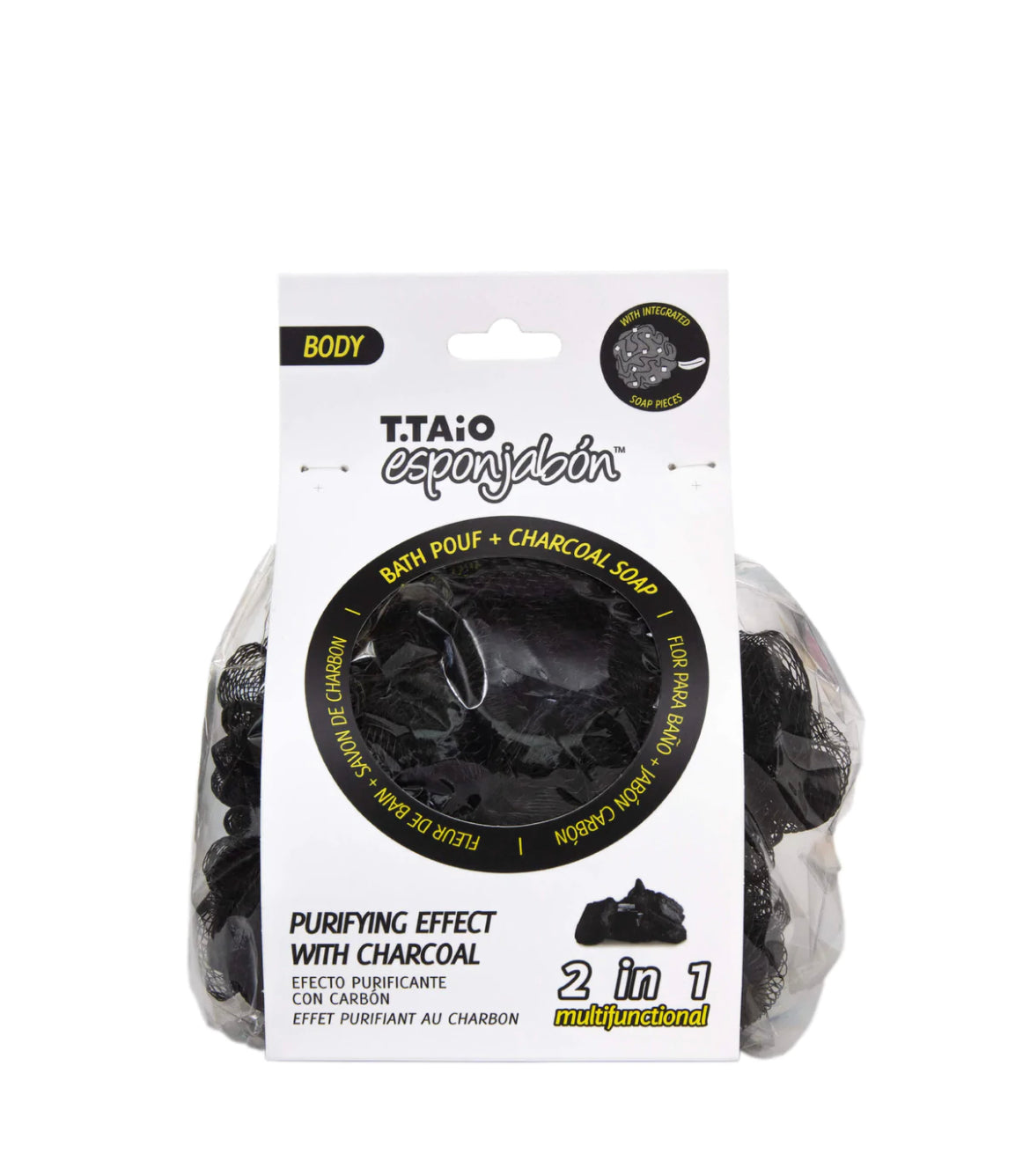 Esponjabon Bath Pouf + Soap Charcoal, Purifying Effect