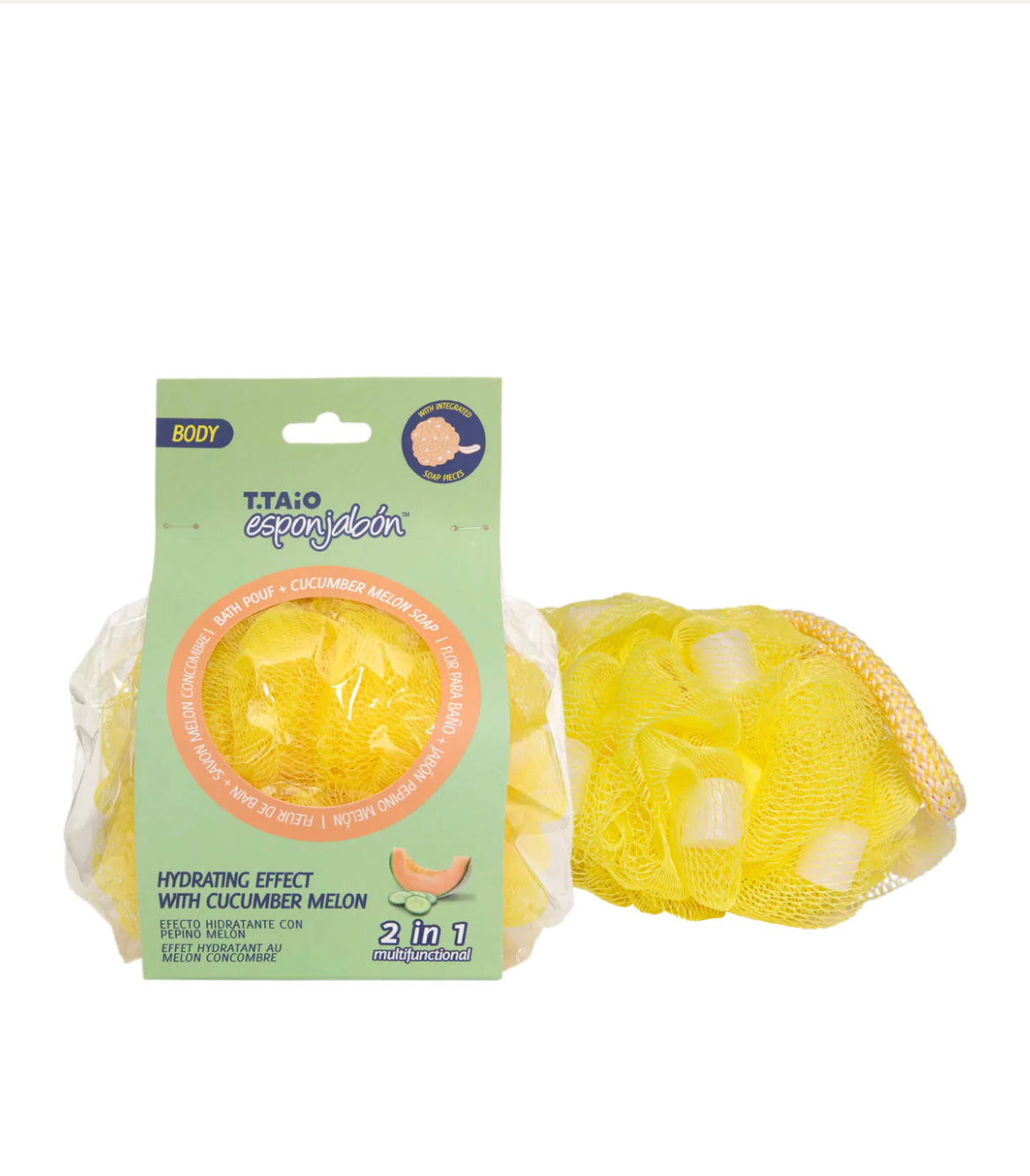 Esponjabon Bath Pouf + Soap Cucumber Melon, Hydrating Effect